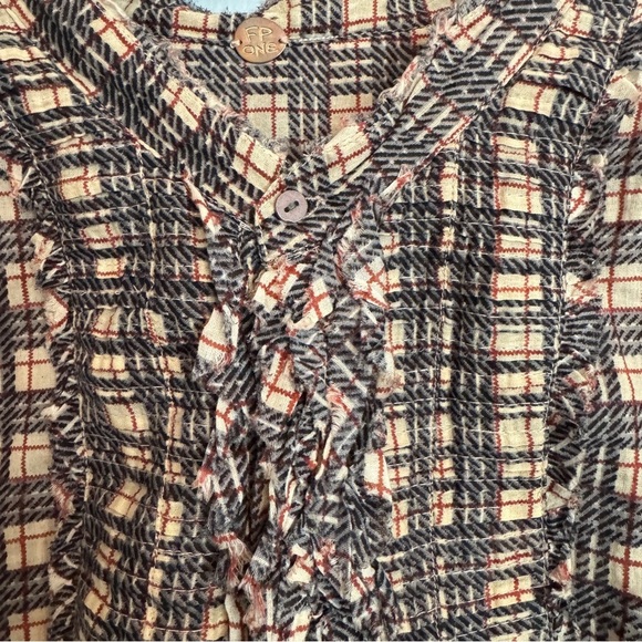 Free People FP One Plaid  Miles Tuxedo Shirt Tunic Flowy Women's Size Small READ - Picture 8 of 16